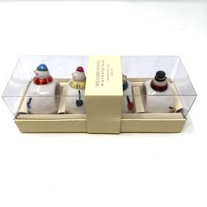 Williams Sonoma Snowman Napkin Rings Set 4 Holiday Christmas Ceramic